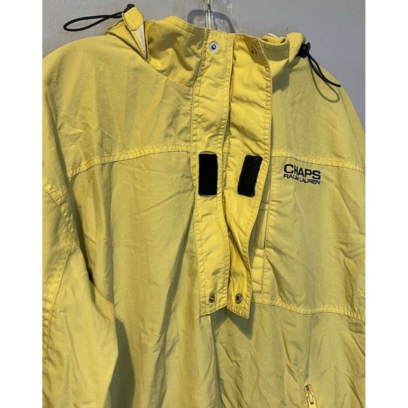 chaps ralph lauren windbreaker jacket large mens yellow netted hooded outdoors - Picture 4 of 7
